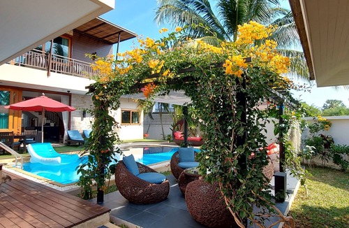 Sam Roi Yot Villa | Private swimming pool and solar-heated rooftop mini pool with mountain and sea views