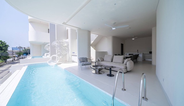 5km to beach – pool villa with slide, karaoke & kitchen, perfect for family fun.