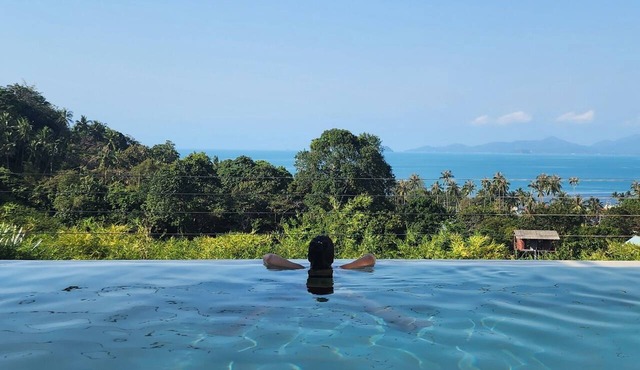 Luxury private pool villa in the countryside with ocean views